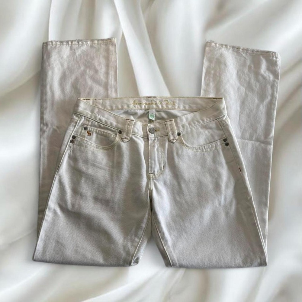 Y2K‎ vintage Abercrombie & Fitch white contrast stitching bootcut flared denim